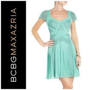 BCBG Max Azria Aris Pleated Lace Cocktail Dress